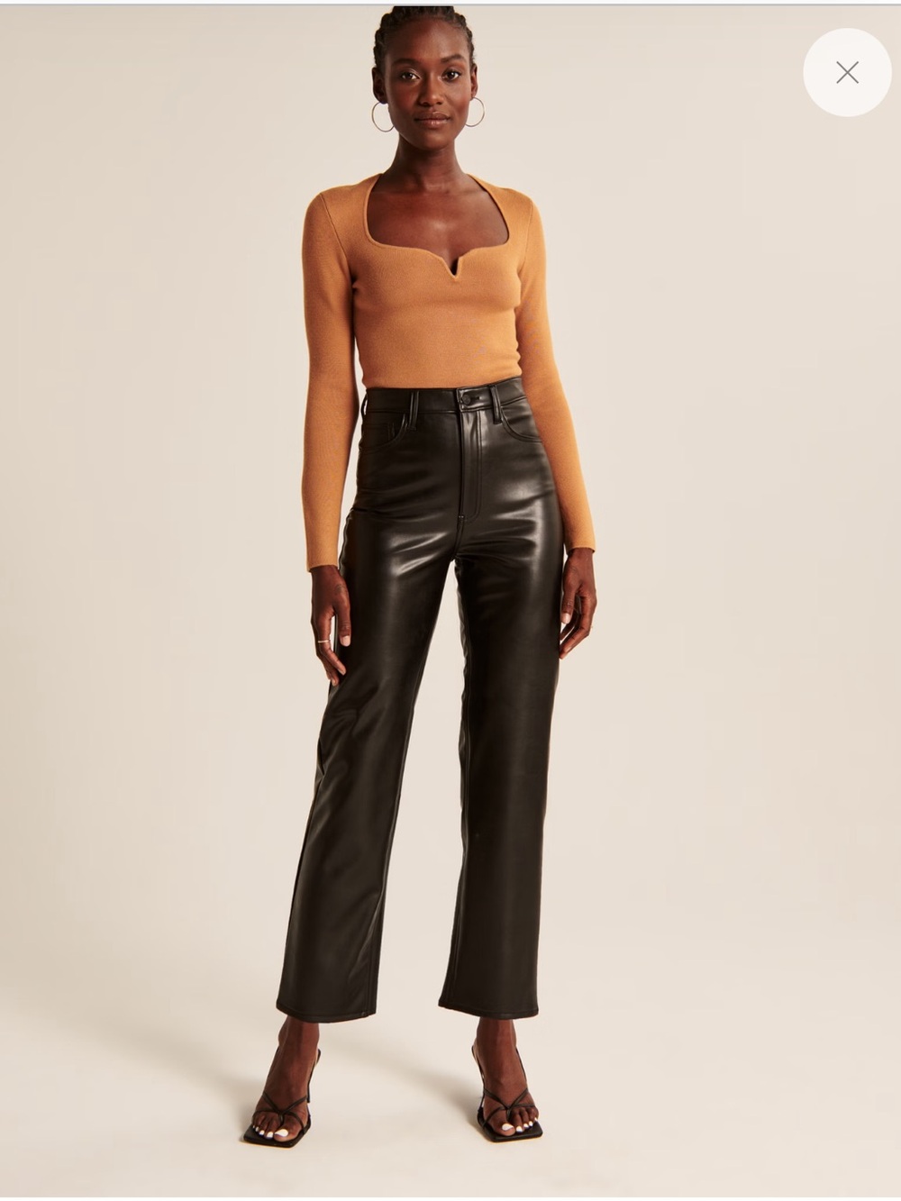 Abercrombie & Fitch The Ankle Straight Ultra High Rise Black Faux Leather Pants